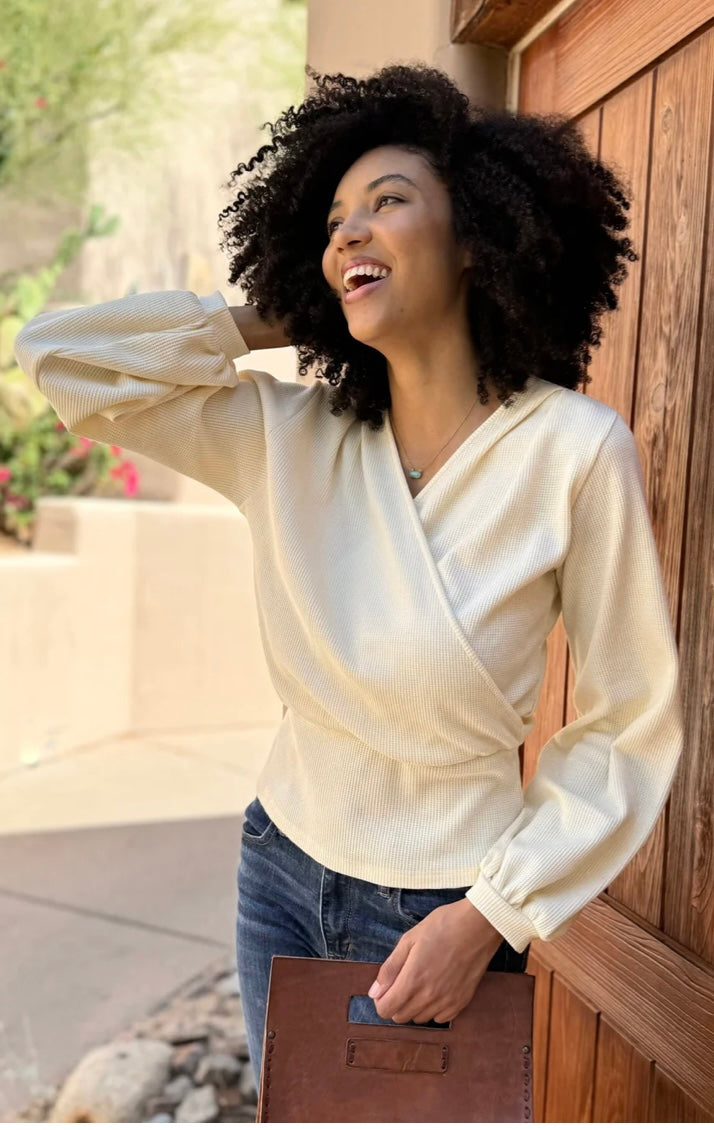 ELEGANTEES WAFFLE KNIT TOP