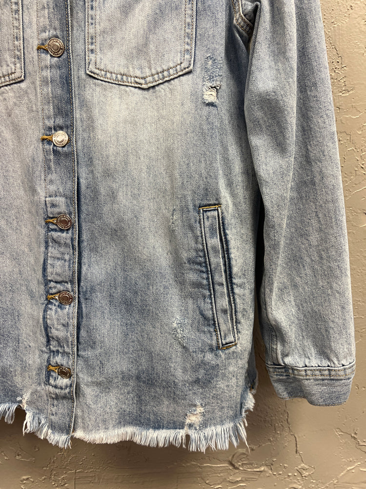 THREAD & SUPPLY DISTRESSED DENIM JACKET