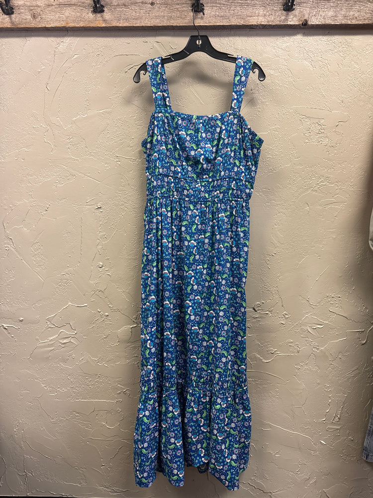 LOFT FLORAL FLOUNCE MAXI DRESS