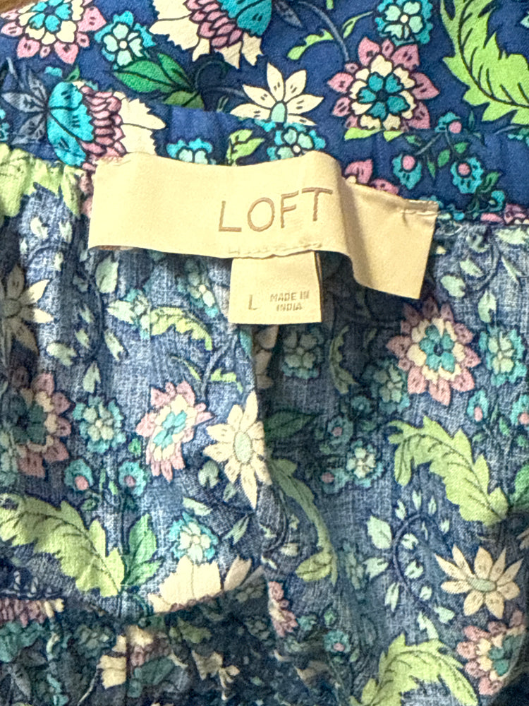 LOFT FLORAL FLOUNCE MAXI DRESS
