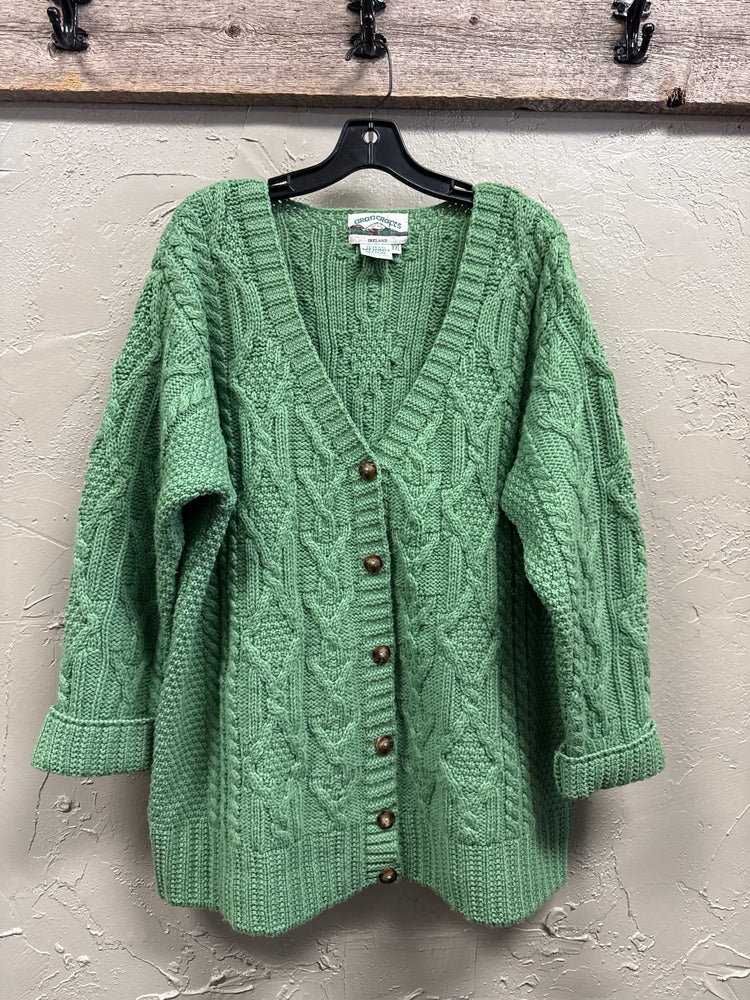 ARAN CRAFTS WOOL CABLE KNIT CARDI
