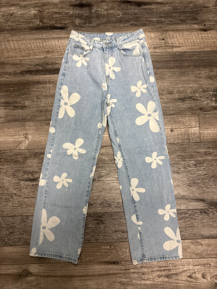 FLOWER PRINT MOM JEANS