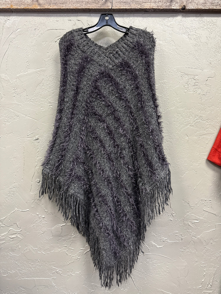 LAPIS FRINGE PONCHO
