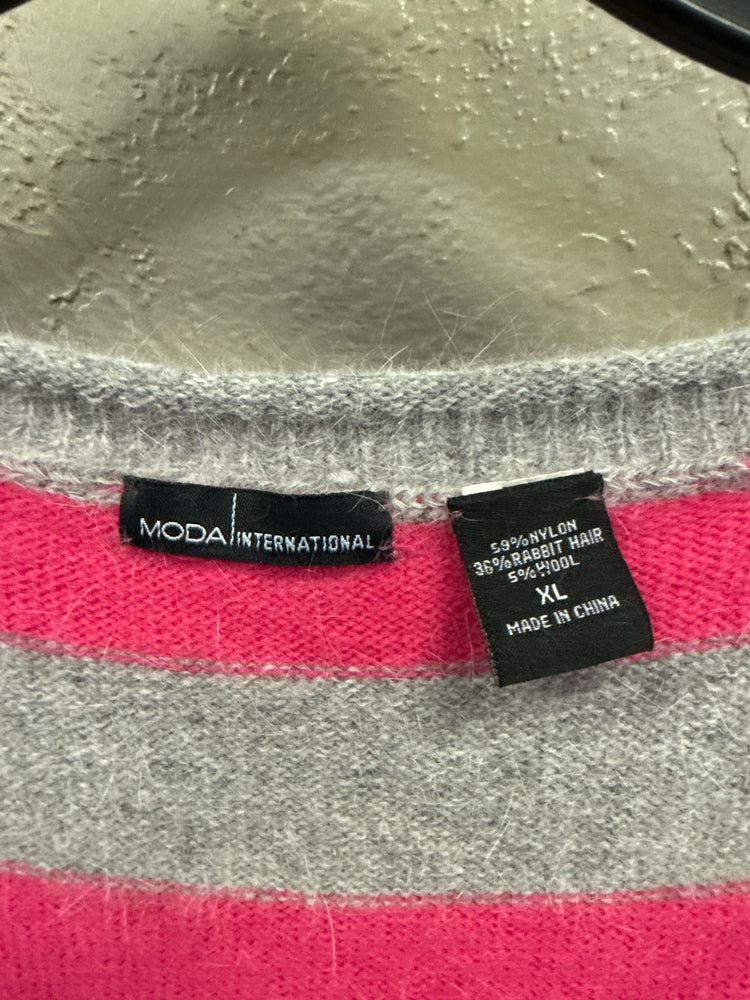 MODA STRIPED ANGORA SWEATER