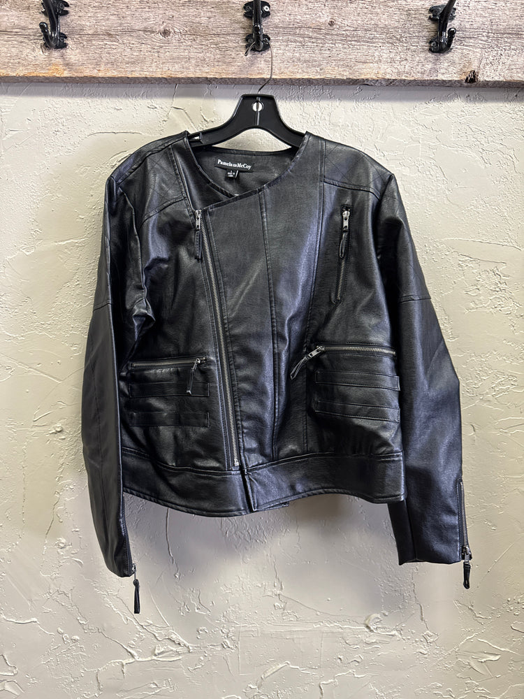 NWOT PAMELA McCOY VEGAN LEATHER MOTO