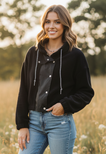 NWT LOVE + JOY CROP FLEECE JACKET