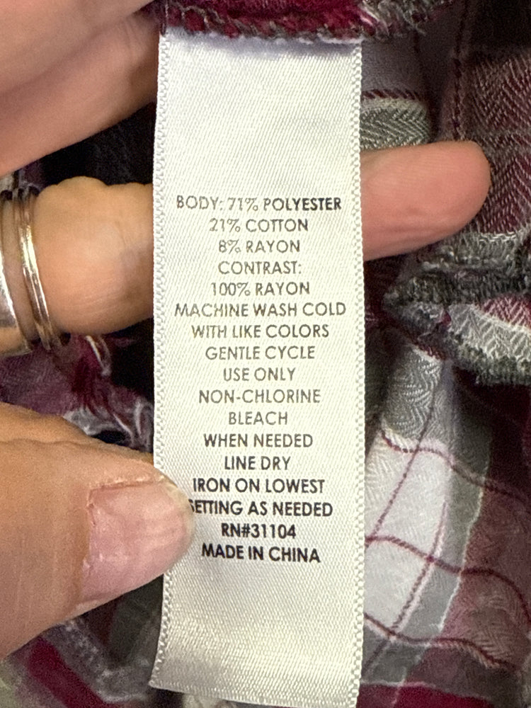 KIM ROGERS FLANNEL HEM TOP