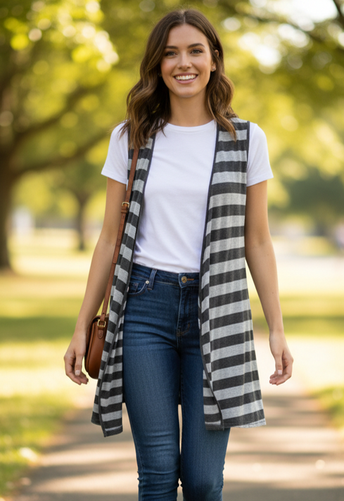 COLDWATER CREEK STRIPED VEST