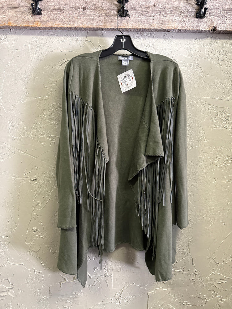 NWOT KATE & MALLORY FRINGE OPEN CARDIGAN