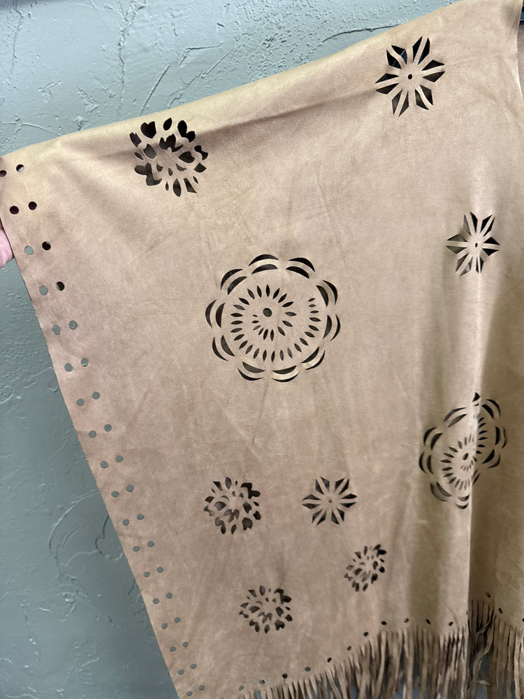 NWOT INDIGO THREAD CUTOUT PONCHO