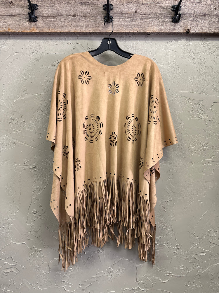 NWOT INDIGO THREAD CUTOUT PONCHO