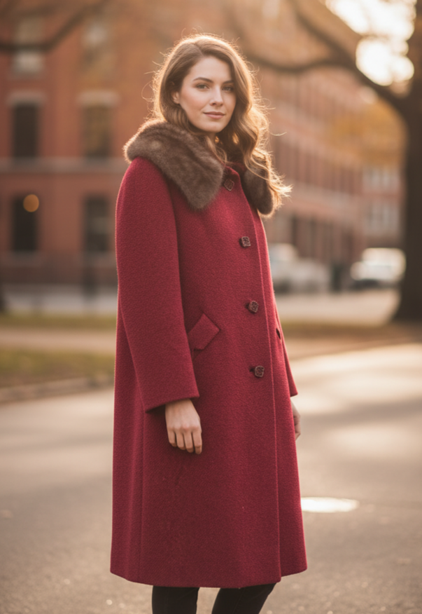 VTG FUR COLLAR CAR COAT