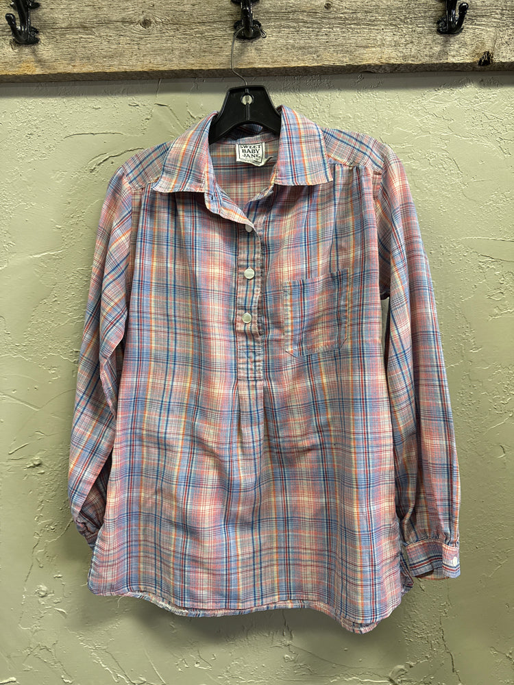 VTG JANE TISE PLAID BLOUSE