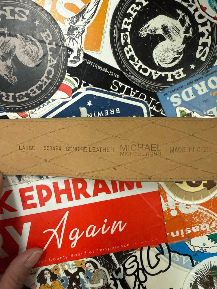 NWT MK LARGE ARGYLE BELT (org$55)