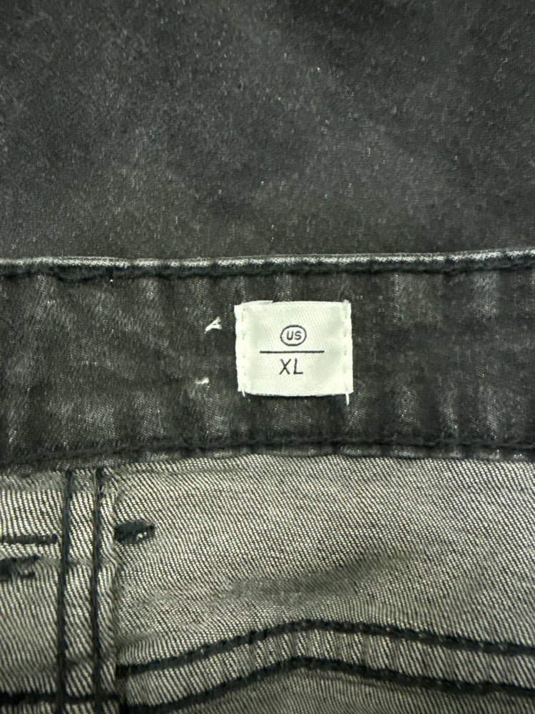 BLACK DENIM MIDI SKIRT