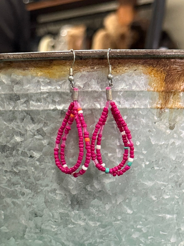 BEADED PINK EARRINGS