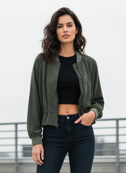 AMOUR VERT TIE WAIST BOMBER