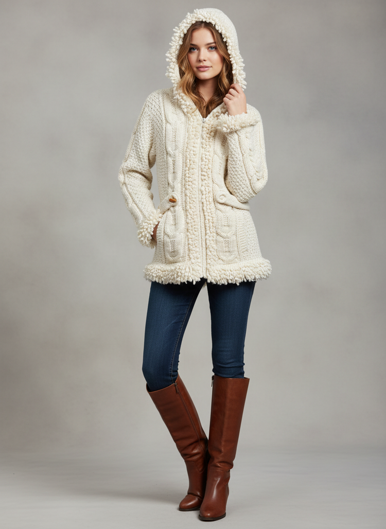 HOODED FULL ZIP SWEATER