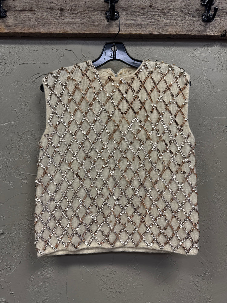 VTG SEQUIN SLEEVELESS SWEATER *as is*