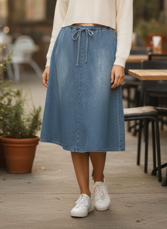 VTG DENIM MIDI SKIRT
