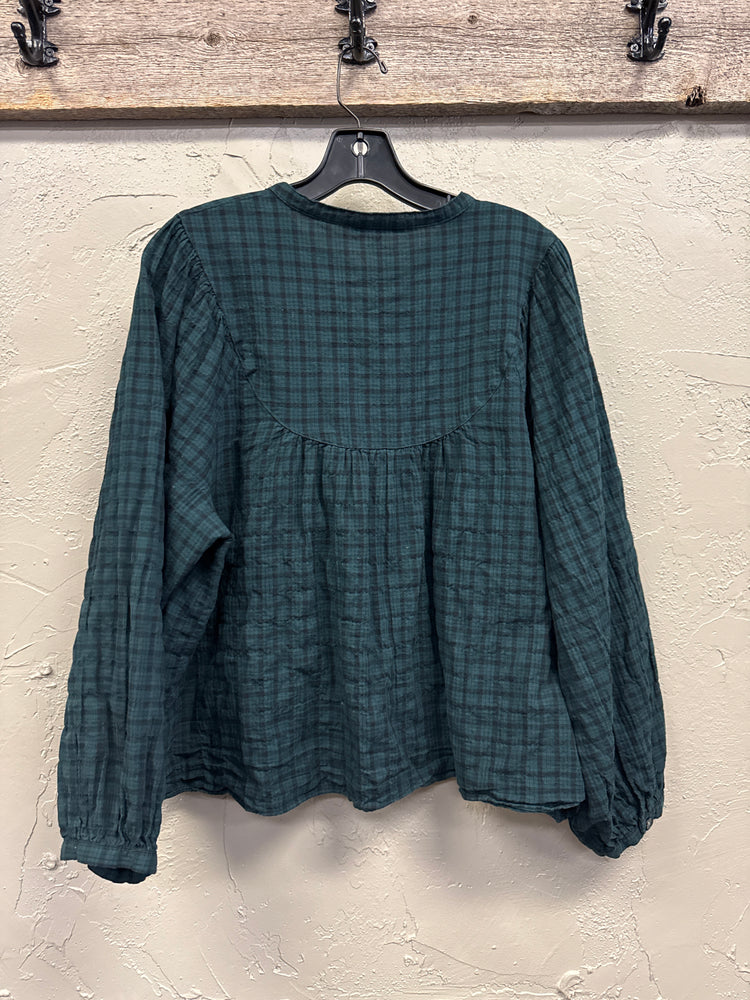 MADEWELL PLAID PEASANT TOP (org$80)