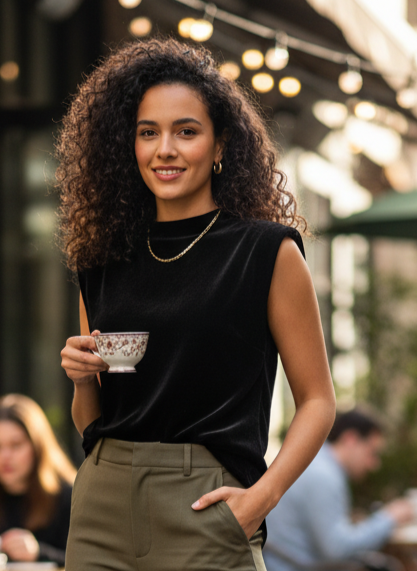 NWT LUXE ADDITION VELVET TOP