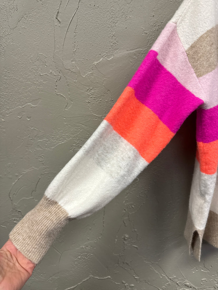 LOFT STRIPED V-NECK SWEATER