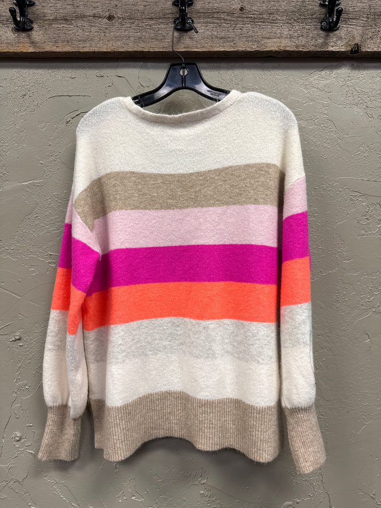 LOFT STRIPED V-NECK SWEATER