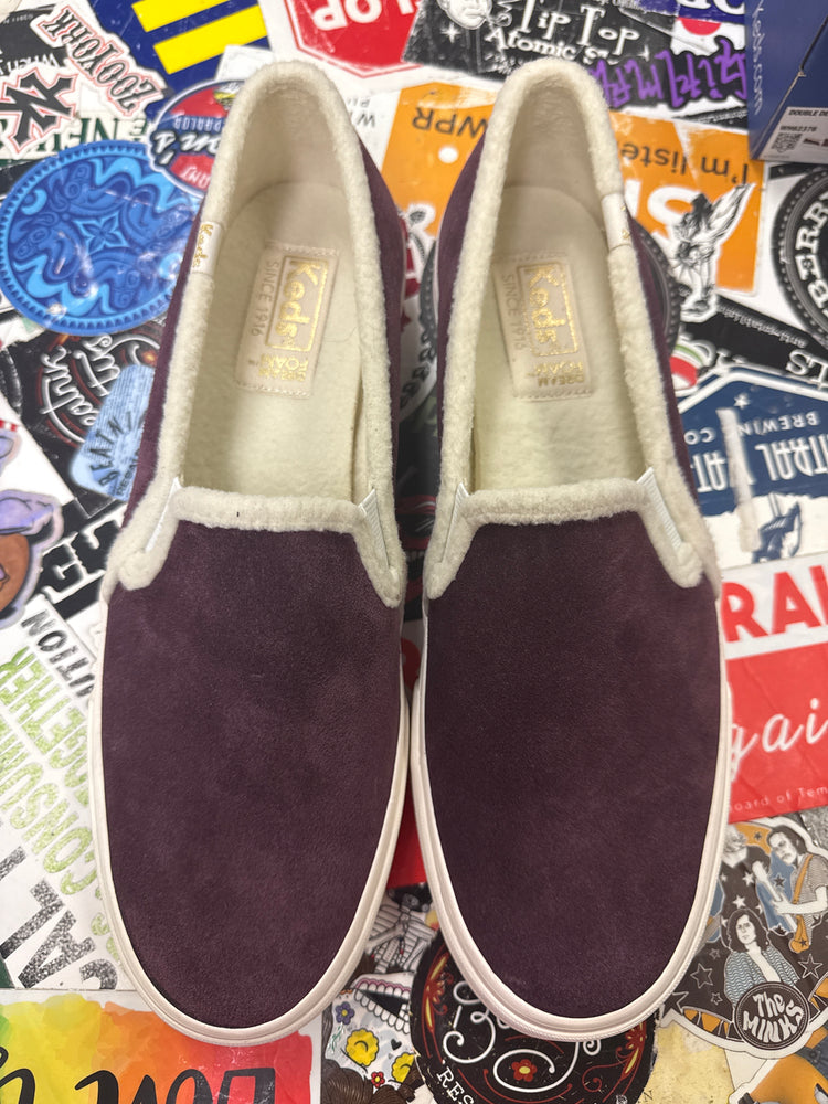 NIB KEDS SUEDE & SHERPA SLIP ONS (org$65)