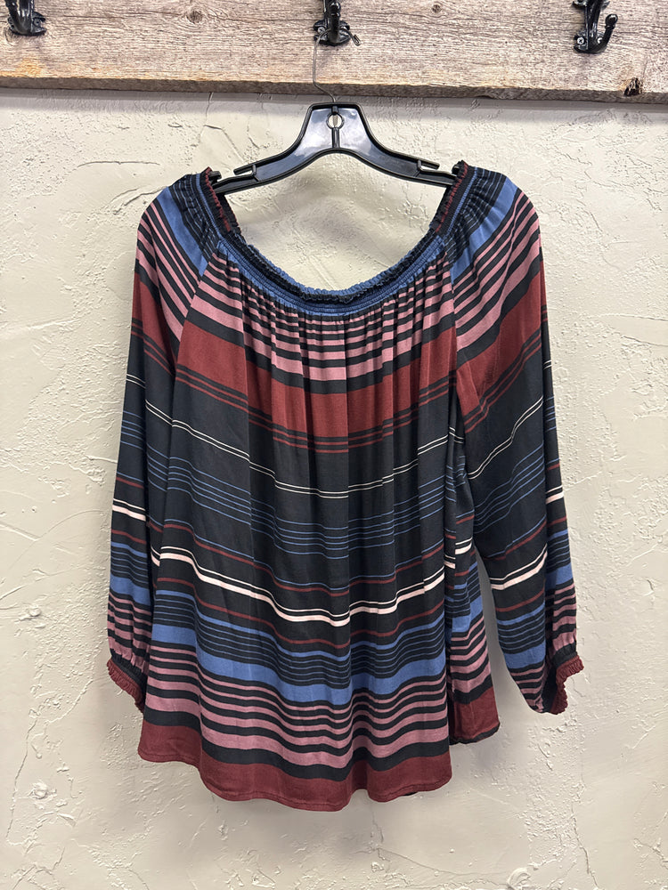 TRIBAL OFF THE SHOULDER STRIPED TOP (org$115)