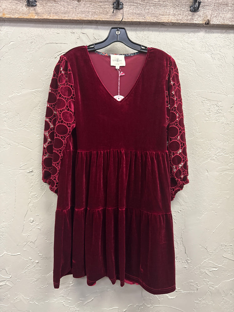 NWT UMGEE VELVET BABYDOLL DRESS (org$65)