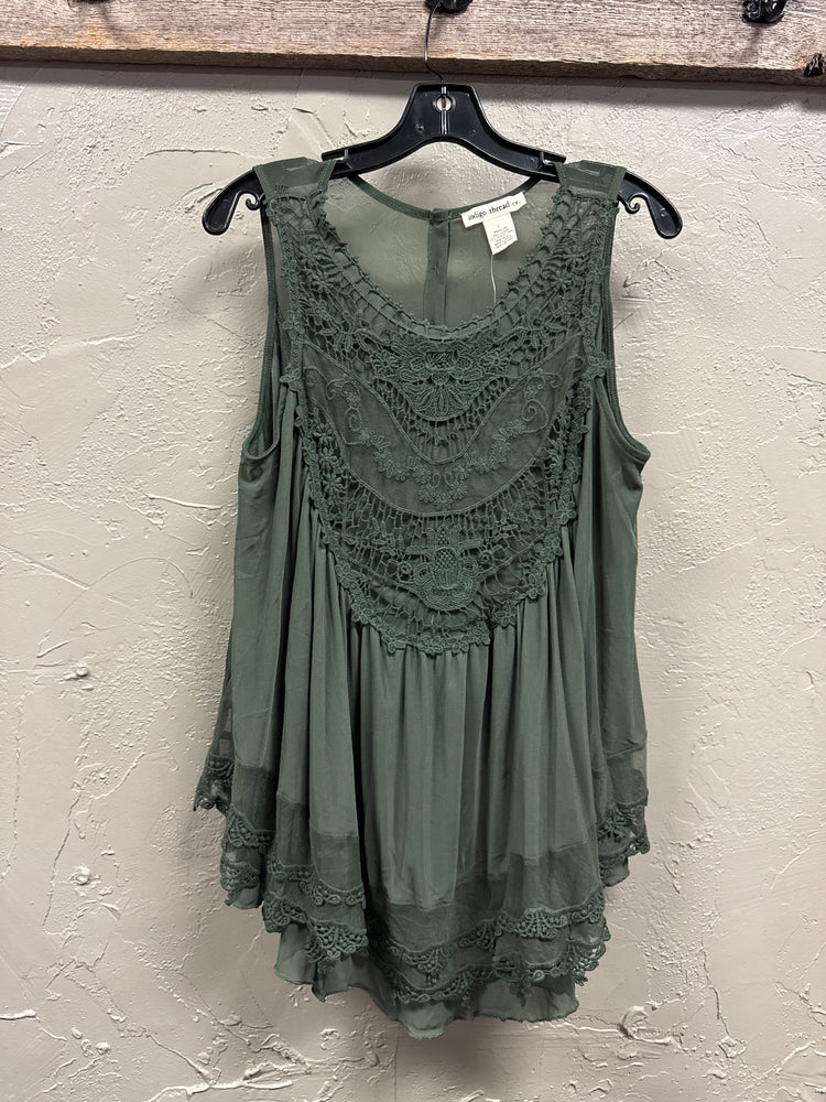 NWOT INDIGO THREAD LAYERED EYELET TOP