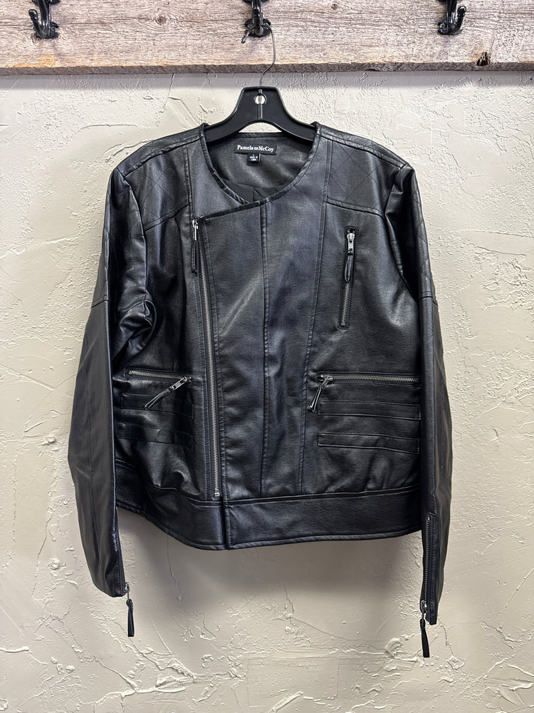 NWOT PAMELA McCOY VEGAN LEATHER MOTO