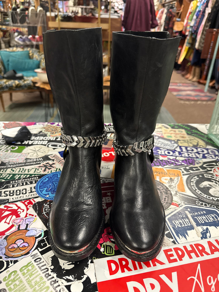 ABS LEATHER HARNESS BOOTS