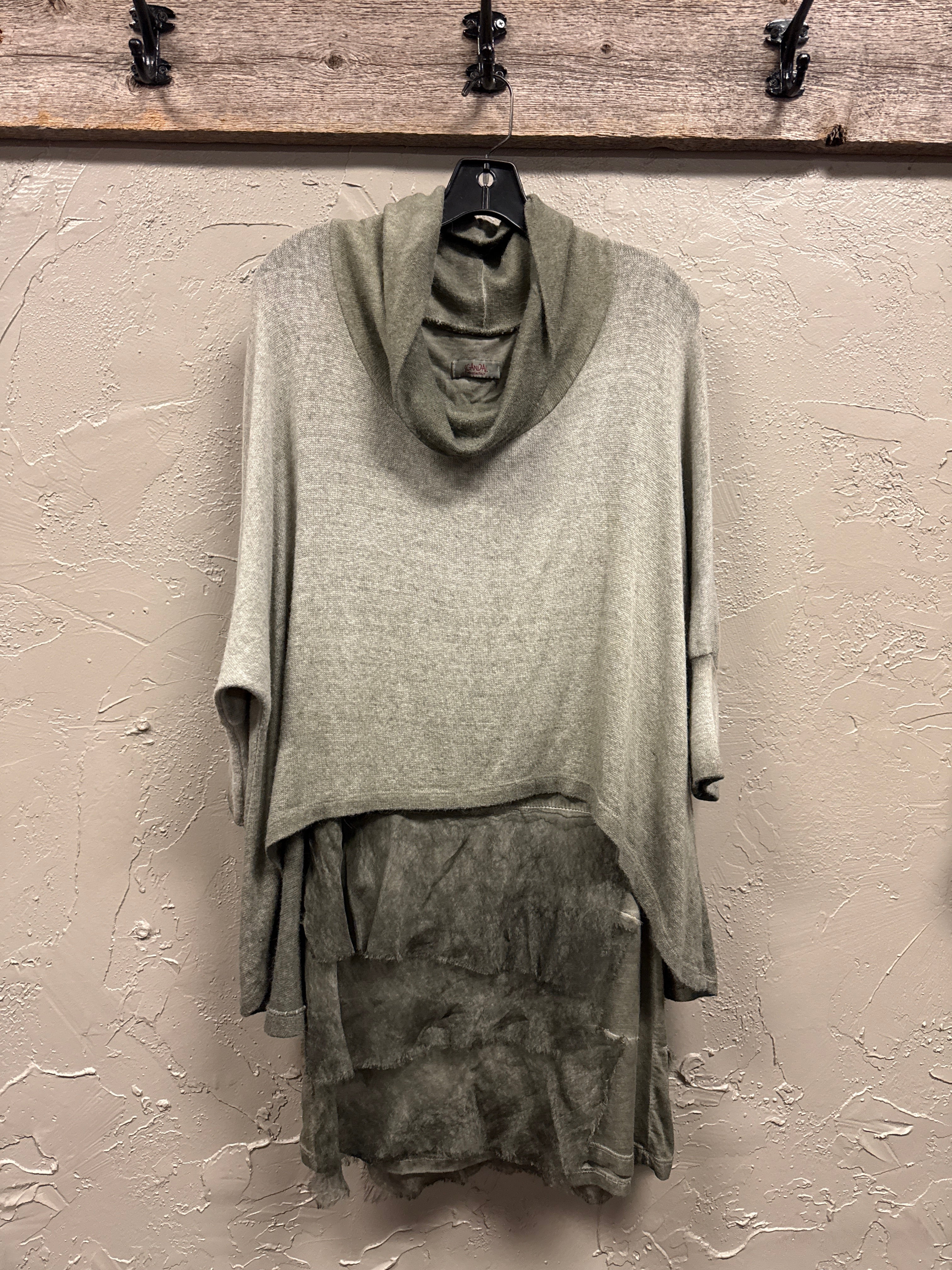 SCANDAL LAYERED COWL NECK SWEATER