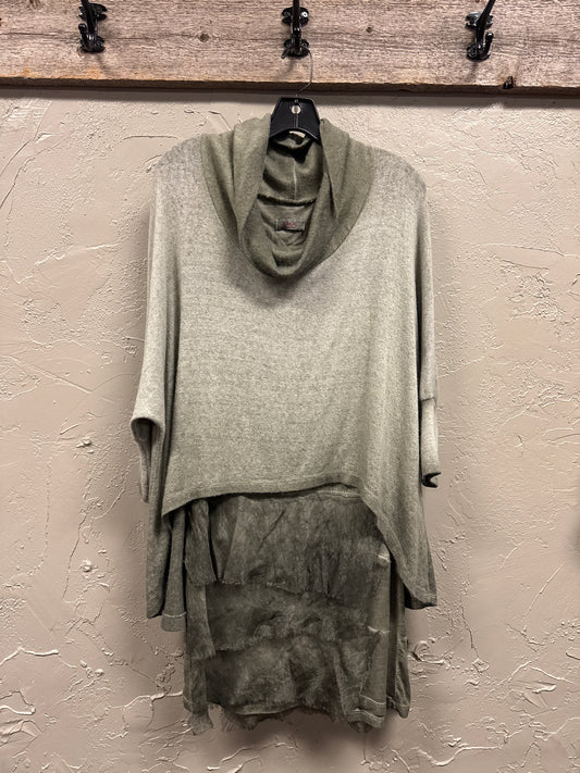 SCANDAL LAYERED COWL NECK SWEATER