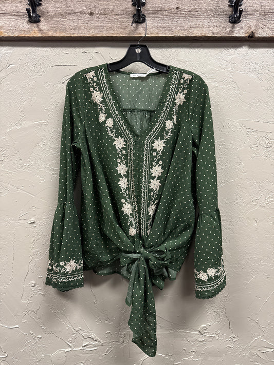 BLU PEPPER TIE FRONT BLOUSE