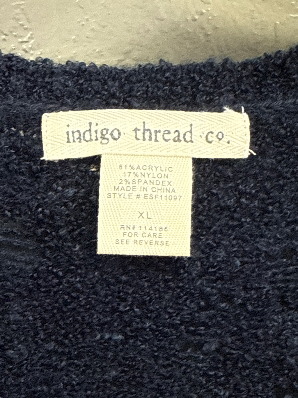 NWOT INDIGO THREAD SWEATER