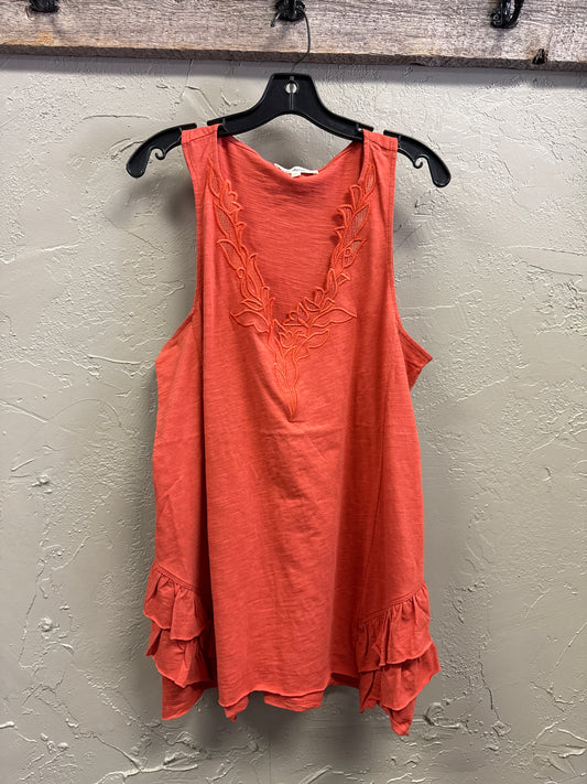 NWOT INDICO THREAD RUFFLED TANK TOP