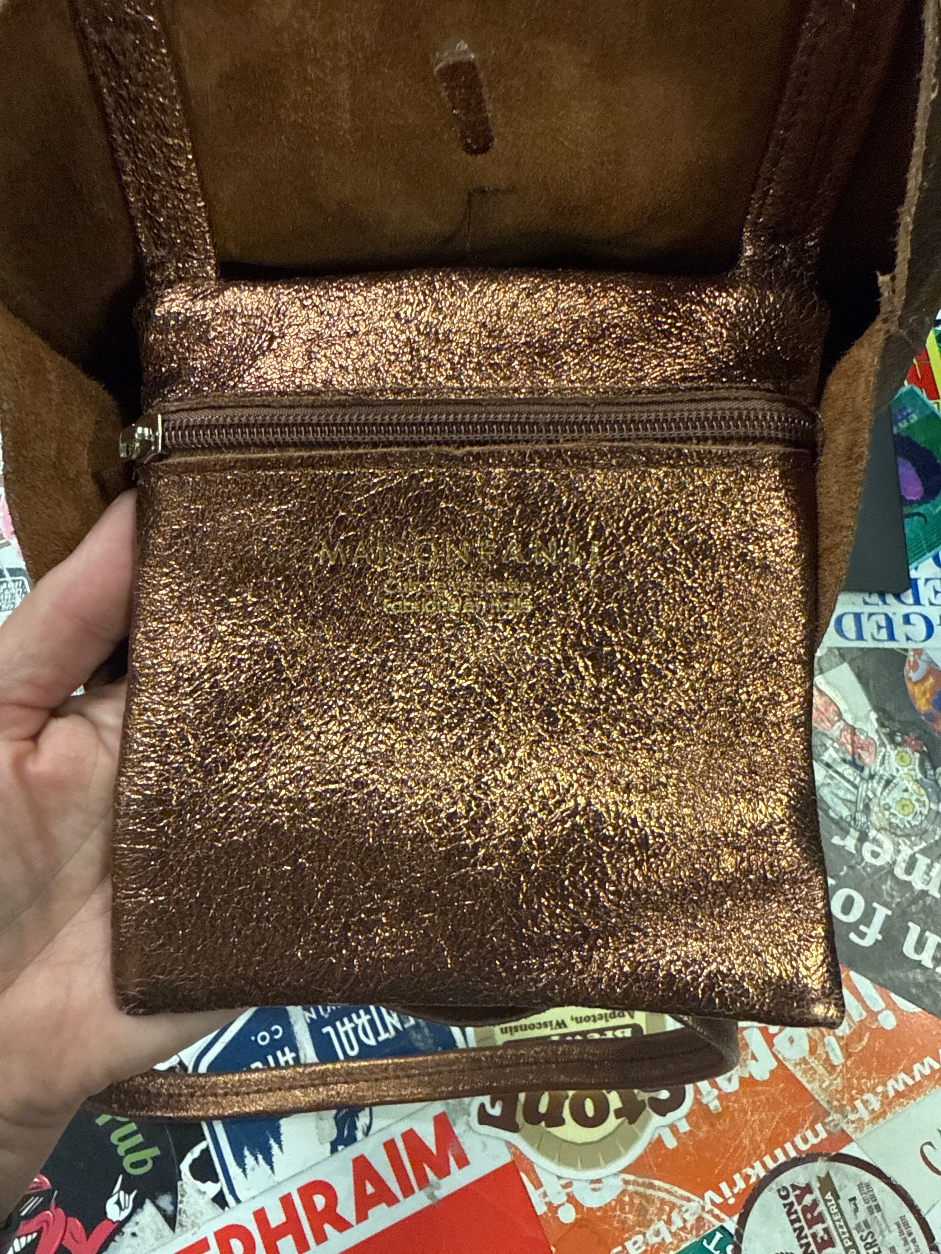 MAISON FANLI METALLIC LEATHER TOTE (org$105)