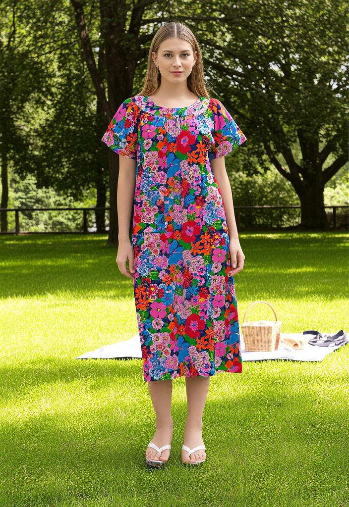 *Vtg 70s Floral House Dress
