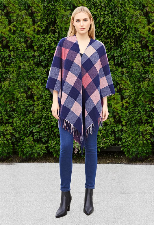 NWT PLAID PONCHO (org$48)