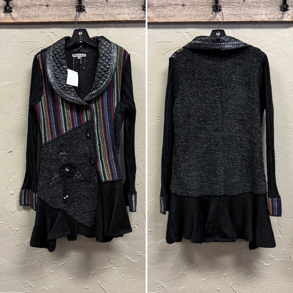 NWT LIQUID MIXED MEDIA SWEATER JACKET (org$128)