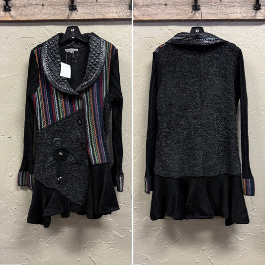 NWT LIQUID MIXED MEDIA SWEATER JACKET (org$128)