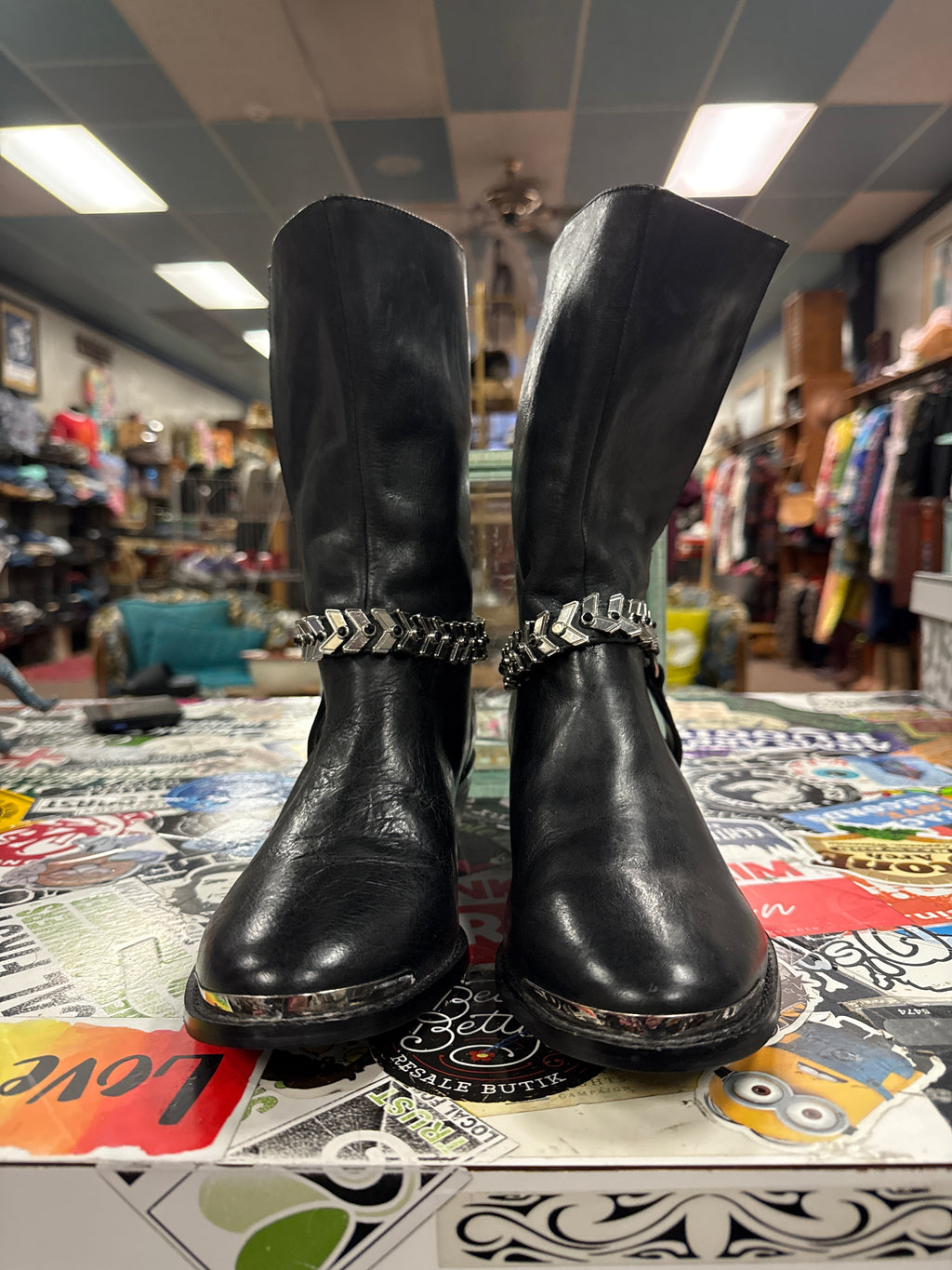 ABS LEATHER HARNESS BOOTS