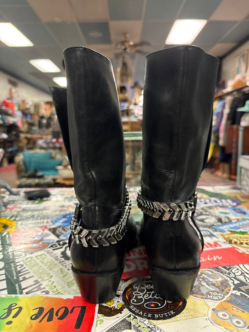 ABS LEATHER HARNESS BOOTS