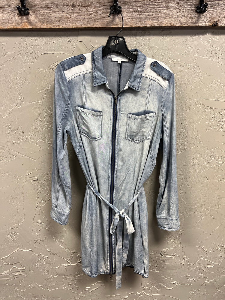 MISS ME FULL ZIP CHAMBRAY JACKET