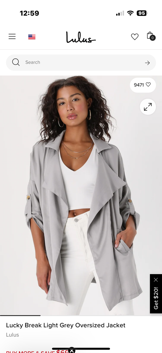 LULUS LUCKY BREAK OVERSIZED JACKET