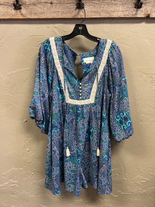 ANTRO BOHO PUFF SLEEVE ROMPER (org$150)