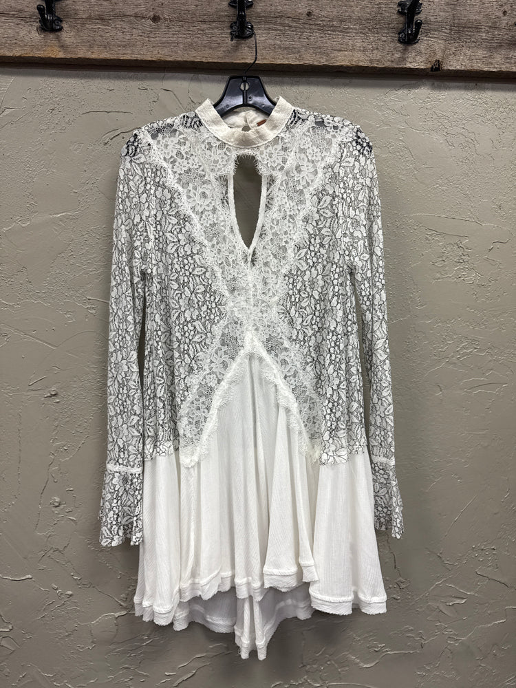 FREE PEOPLE PIECED LACE TUNIC DRESS (org$128)